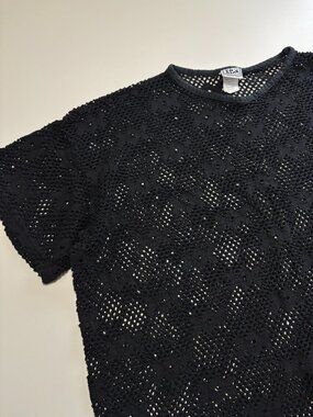 IN GEAR MESH BLACK SHEER OVERLAY COTTON SHIRT